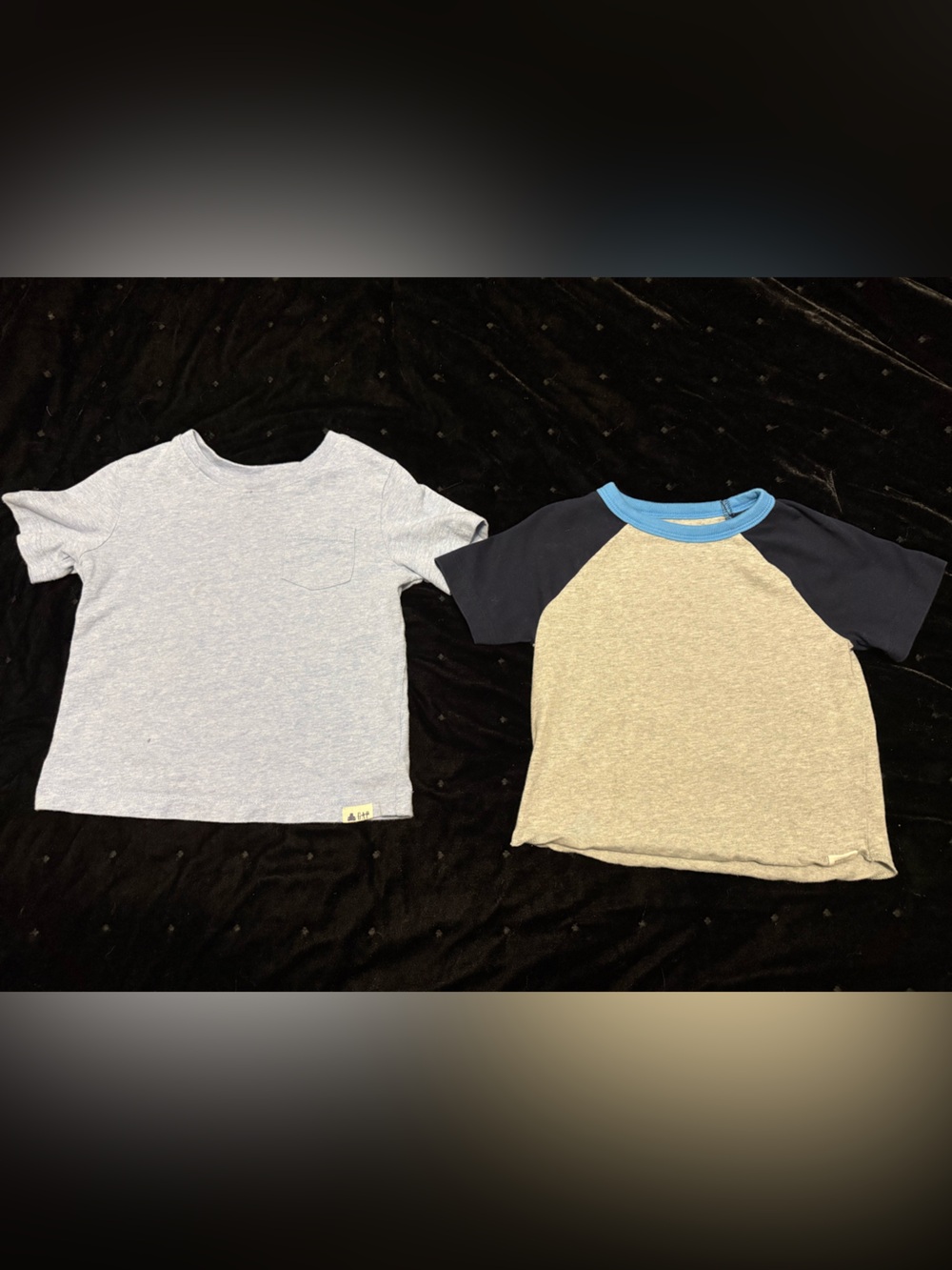 GAP Kids Heather Gray Tee & Navy Raglan Set with Blue Trim